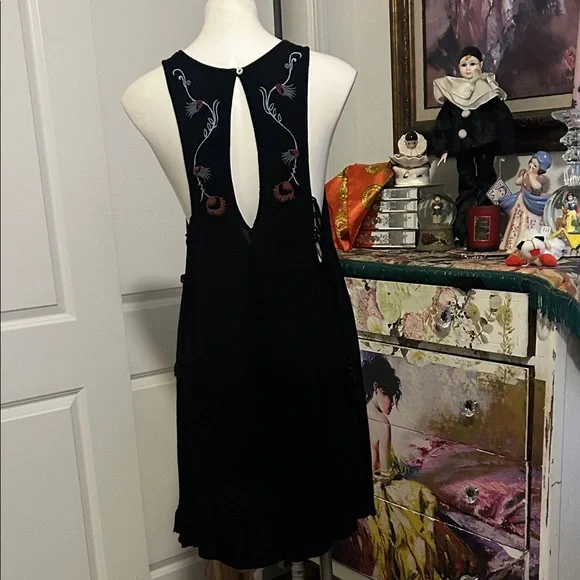 Free People Black Mini Dress with Floral Embroidery - Picture 6 of 9